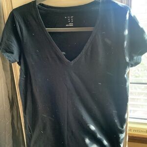Black V-Neck Women's Top